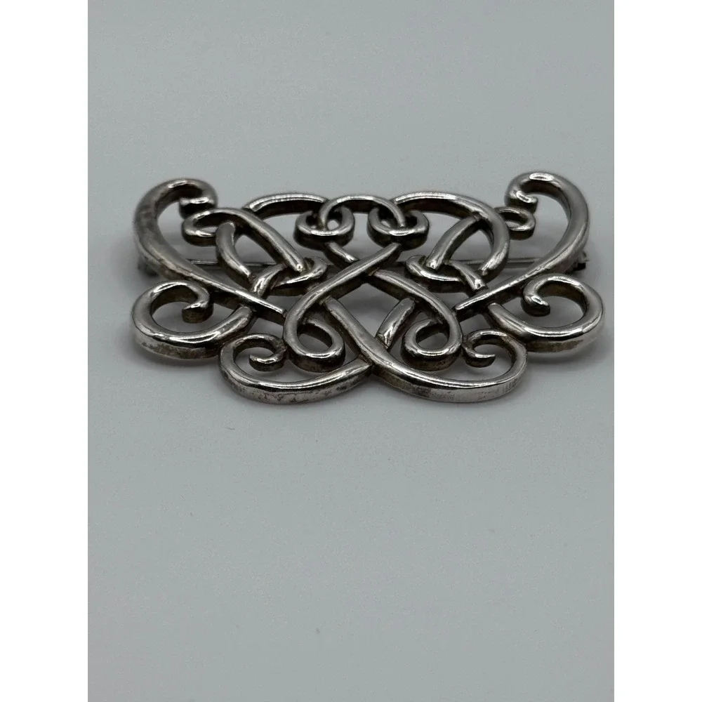 Sterling Silver Colonial Williamsburg James Craig Scroll Brooch Pin Signed IC